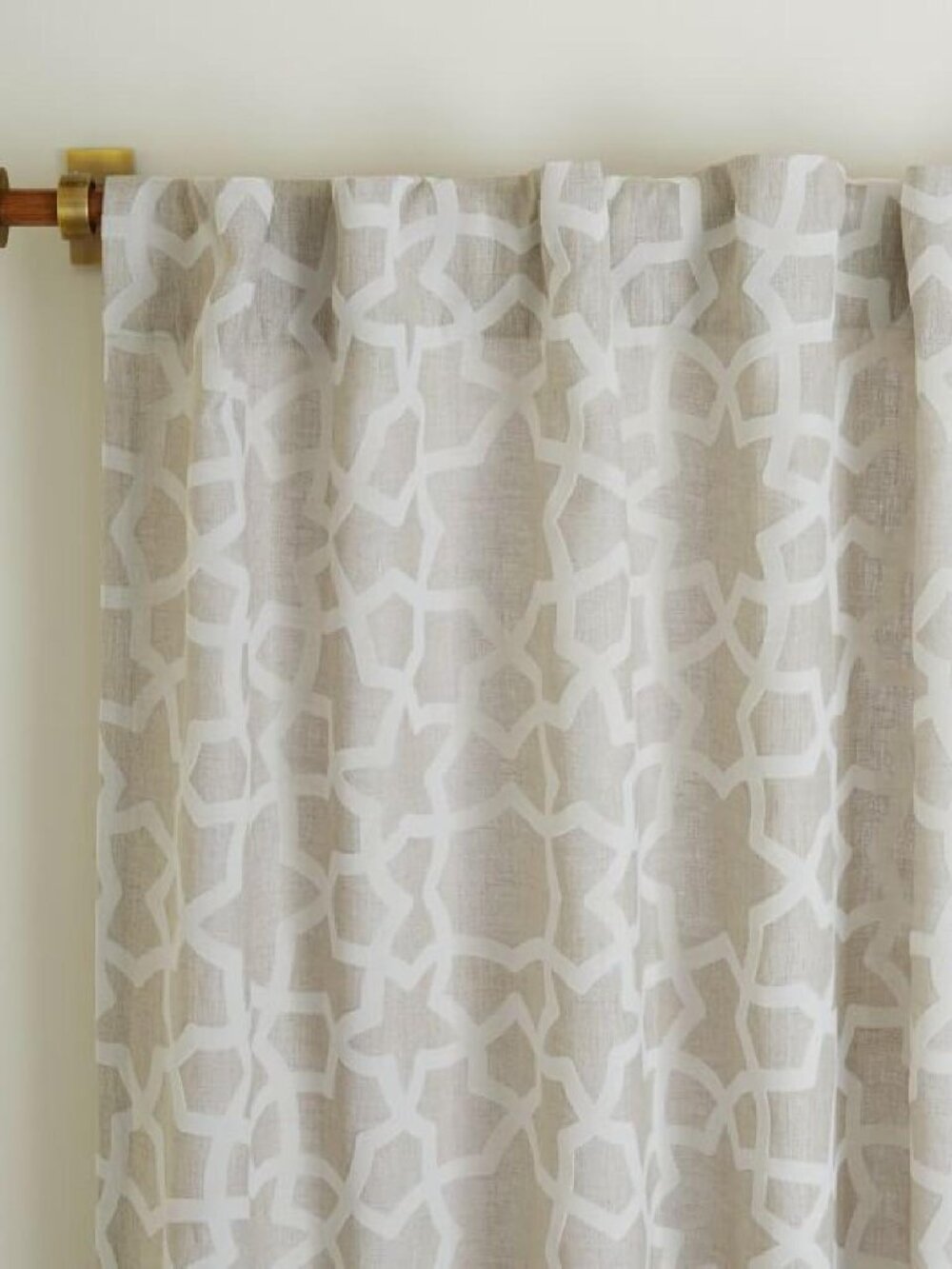 2 West Elm Linen Star Flocked Curtains 48x96